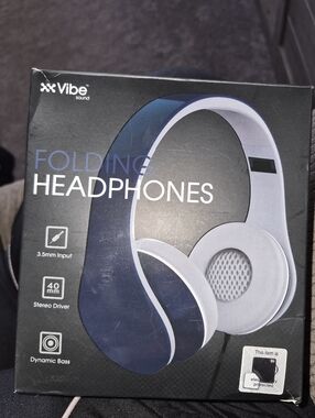 Vibe Sound Folding Headphones - Navy & White